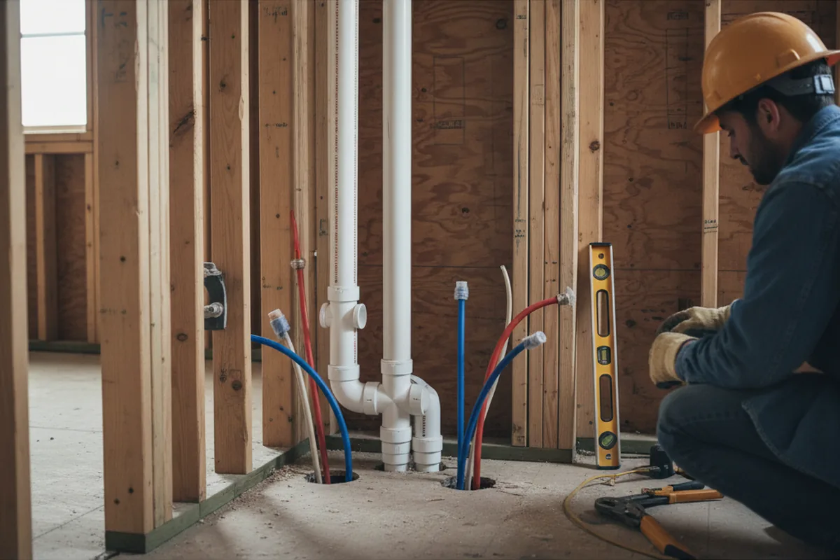 Drain and supply rough-in during Garbage Disposal Repair in Echo