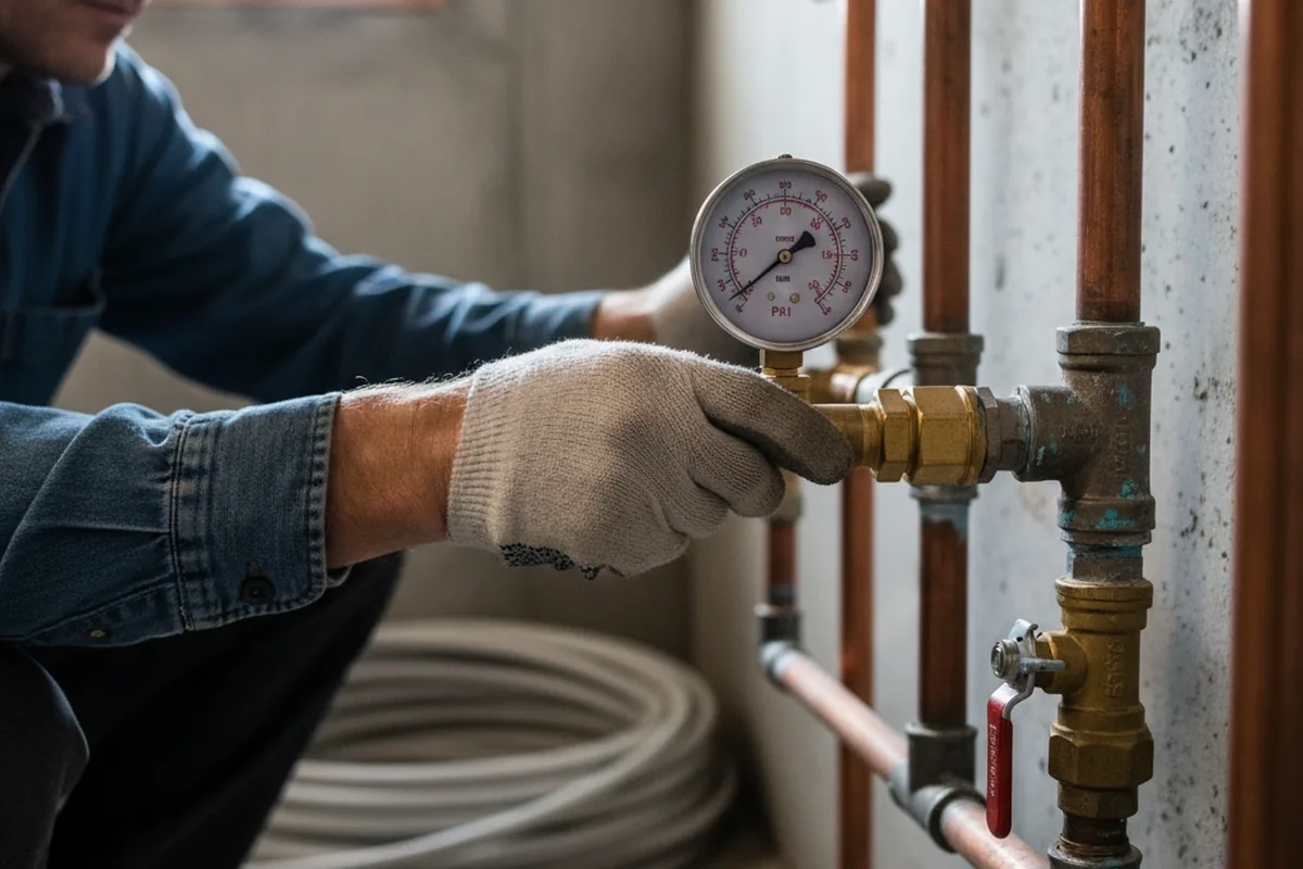 Pressure testing a repaired line during Water Line Repair in Echo